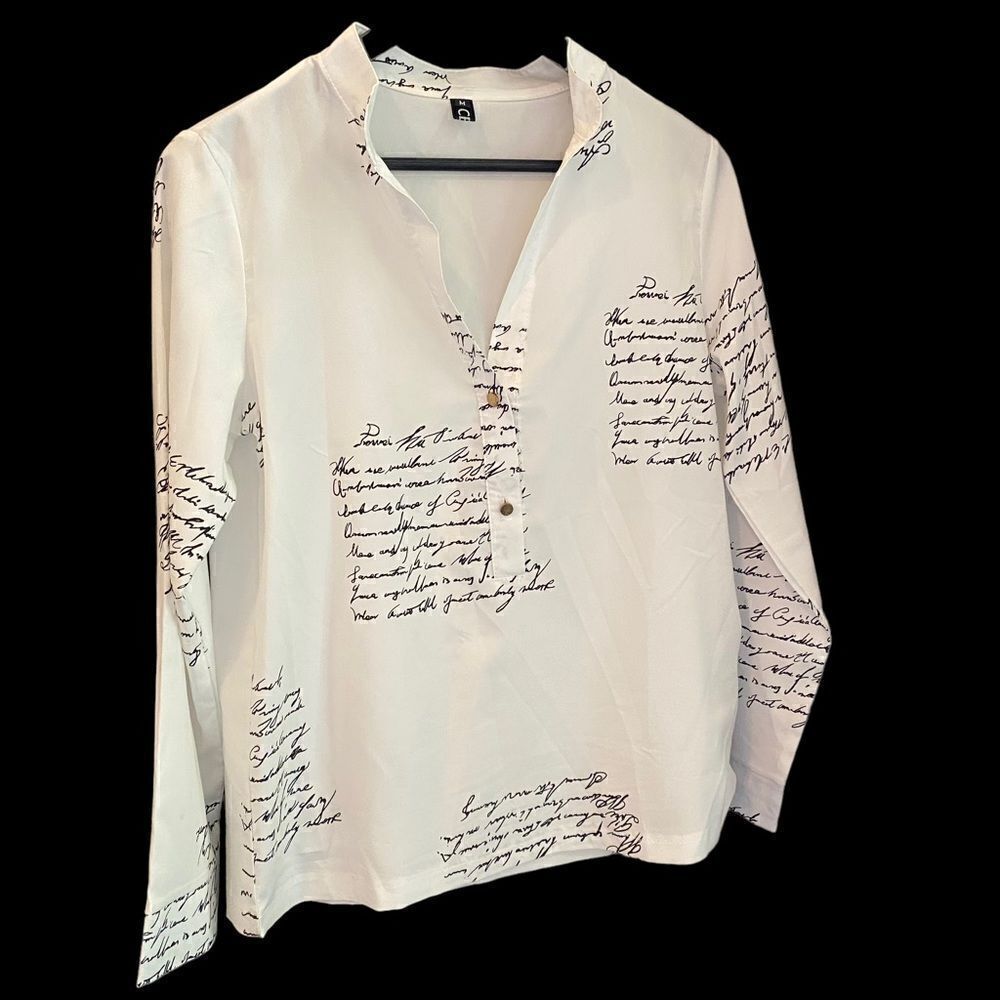 CBR White Script Print Blouse